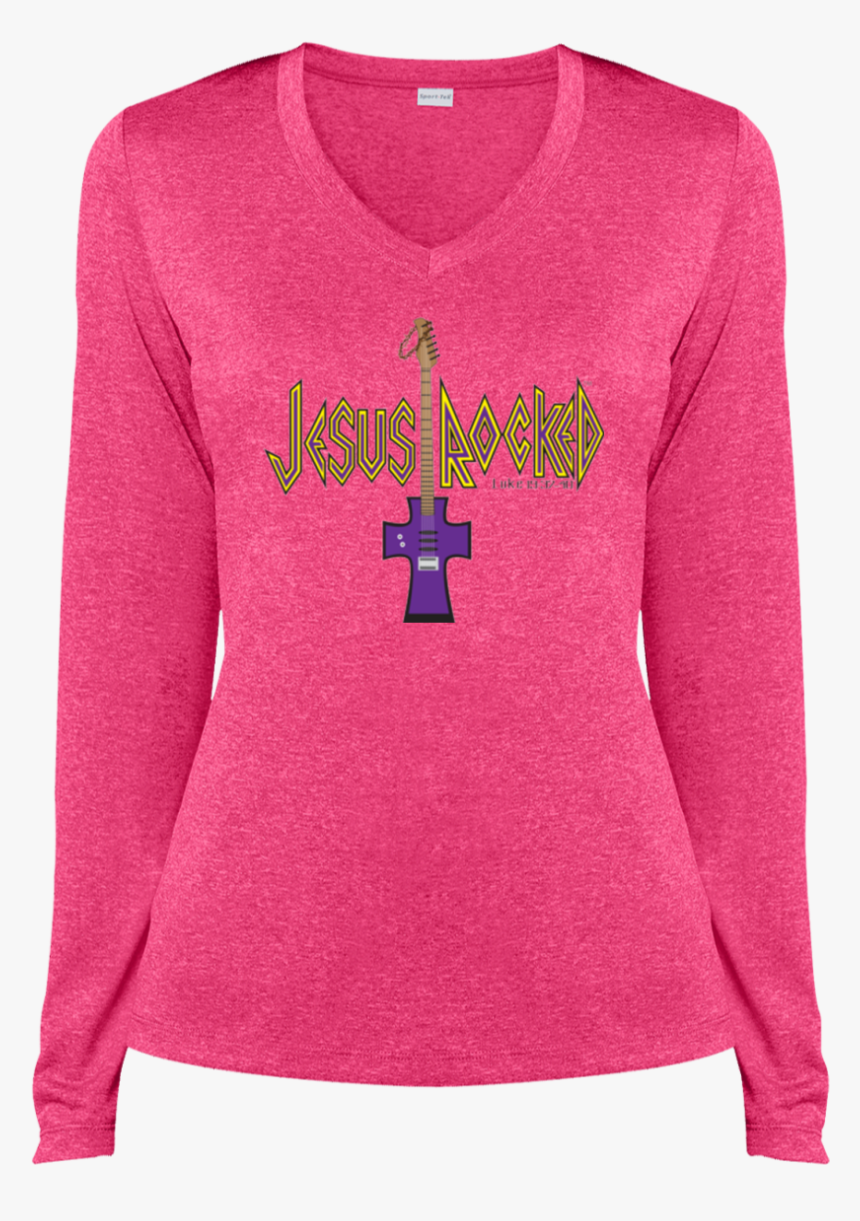 Jesus Rocked Gals Heather Dri Fit V Neck Performance - T-shirt, HD Png Download
