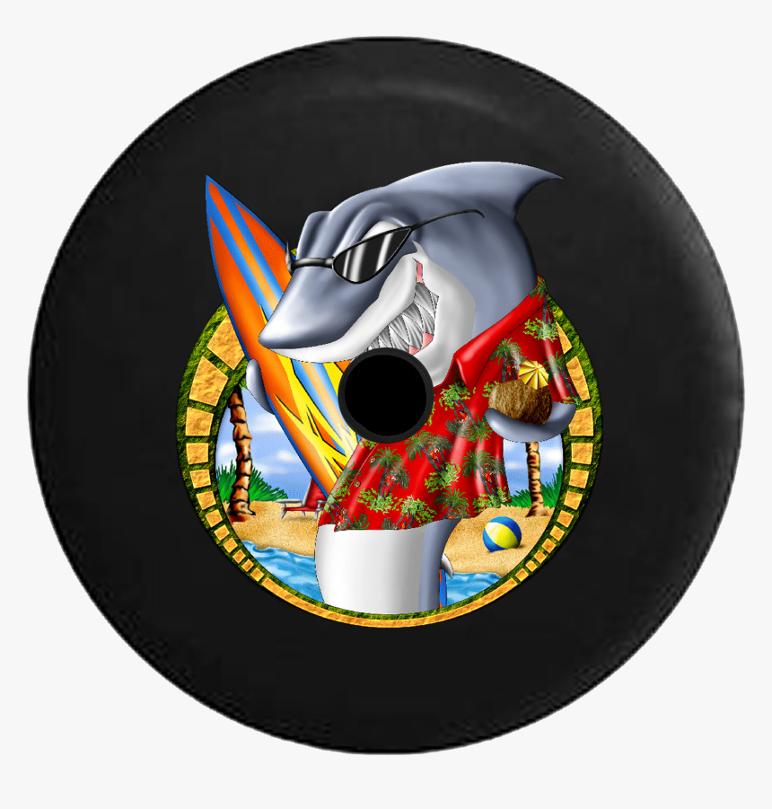 Jeep Wrangler Jl Backup Camera Day Cartoon Shark In - Surfing, HD Png Download