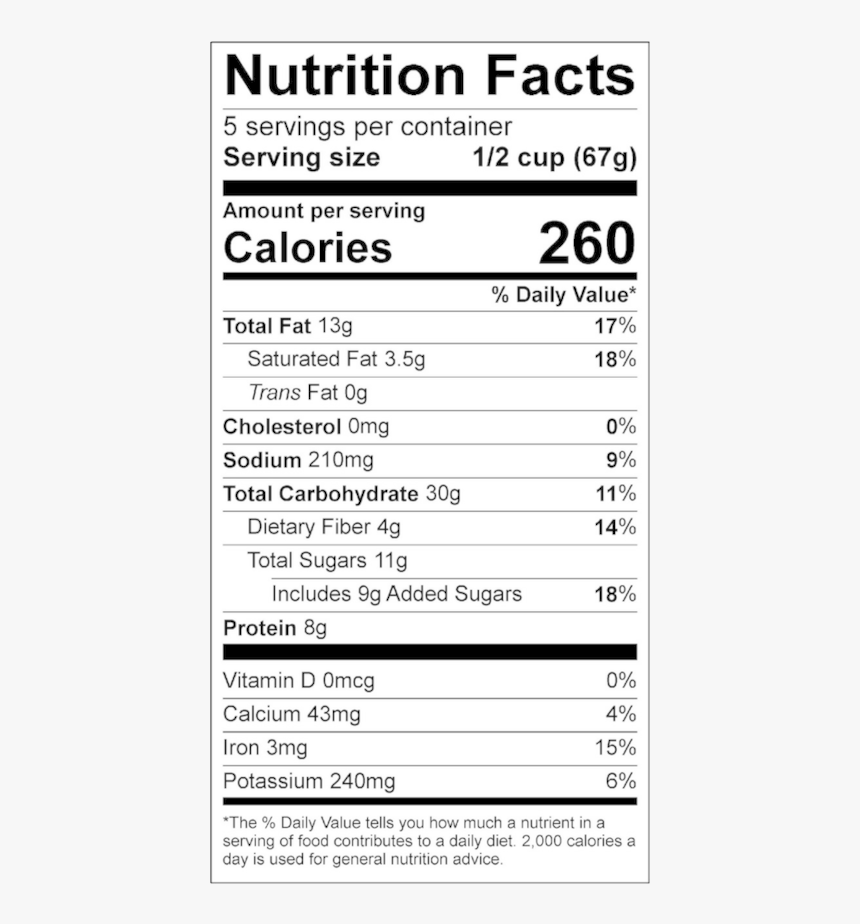 Nuttybirdgranola Original Nutritionlabel - Oat Flour Nutrition Facts, HD Png Download