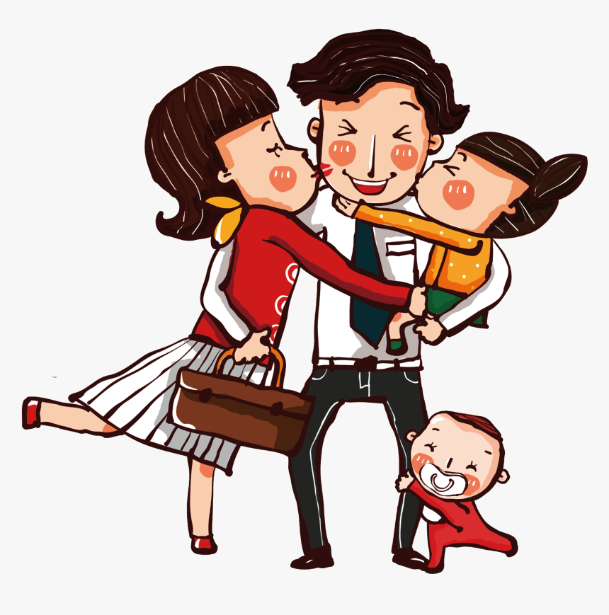 Hand Drawn Cartoon Family Decoration Vector - 一家 人 卡通, HD Png Download