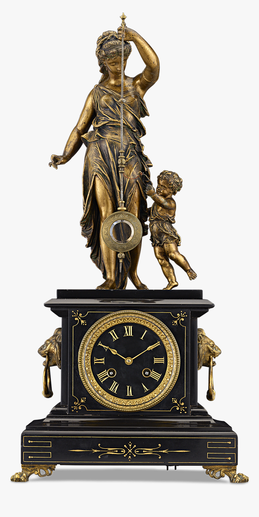 19th-century French Black Marble And Bronze Mystery - Statue, HD Png Download