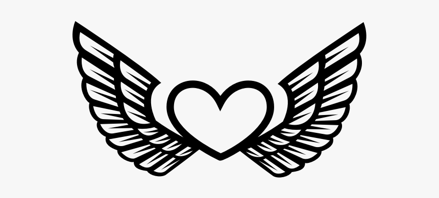 Wings And Heart Silhouette - Bowling Ball With Wings, HD Png Download