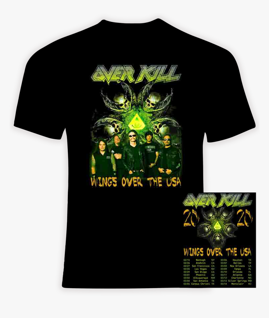Overkill 2020 Wings Over The Usa Concert T Shirt - Overkill The Wings Of War, HD Png Download