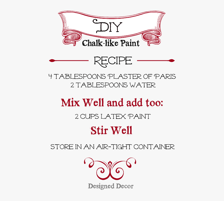 Chalk-like Paint Recipe - Calligraphy, HD Png Download
