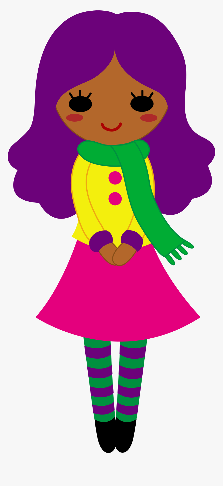 Clipart Cute Girl 101 Clip Art - Girl With Purple Hair Cartoon, HD Png Download