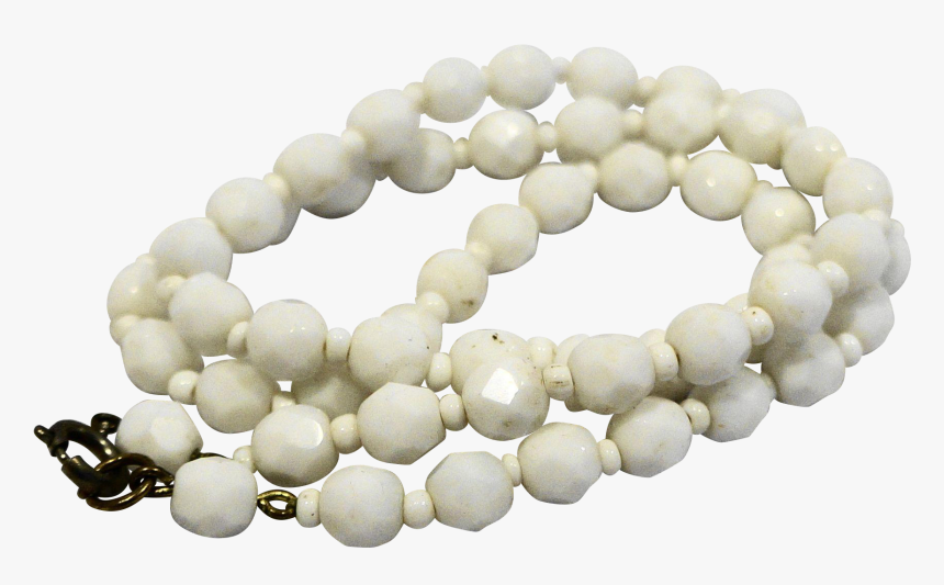 White Milk Glass Faceted Bead Strand Necklace - Bead, HD Png Download