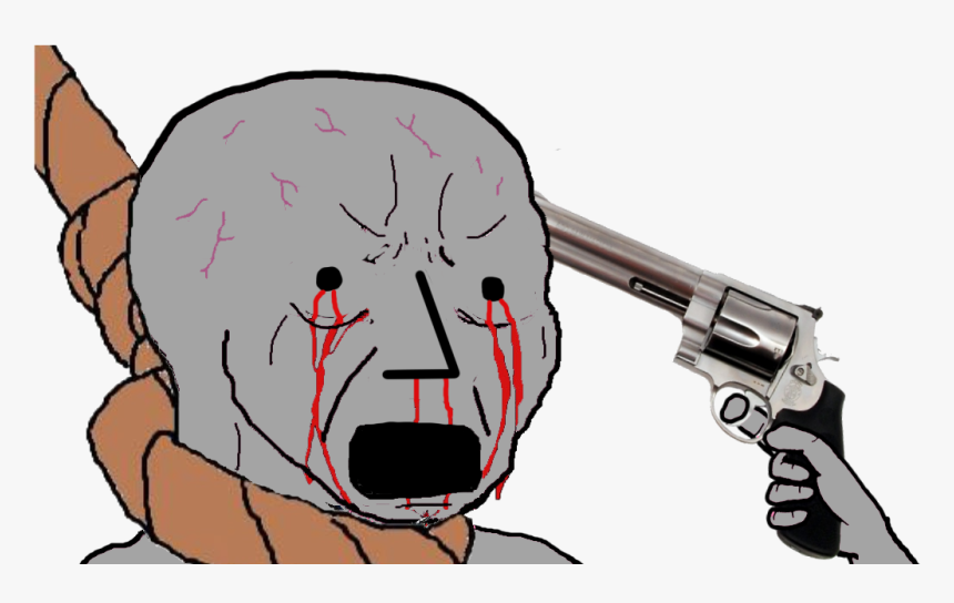 Face Mammal Nose Cartoon Fictional Character Head Weapon - Wojak Suicide, HD Png Download