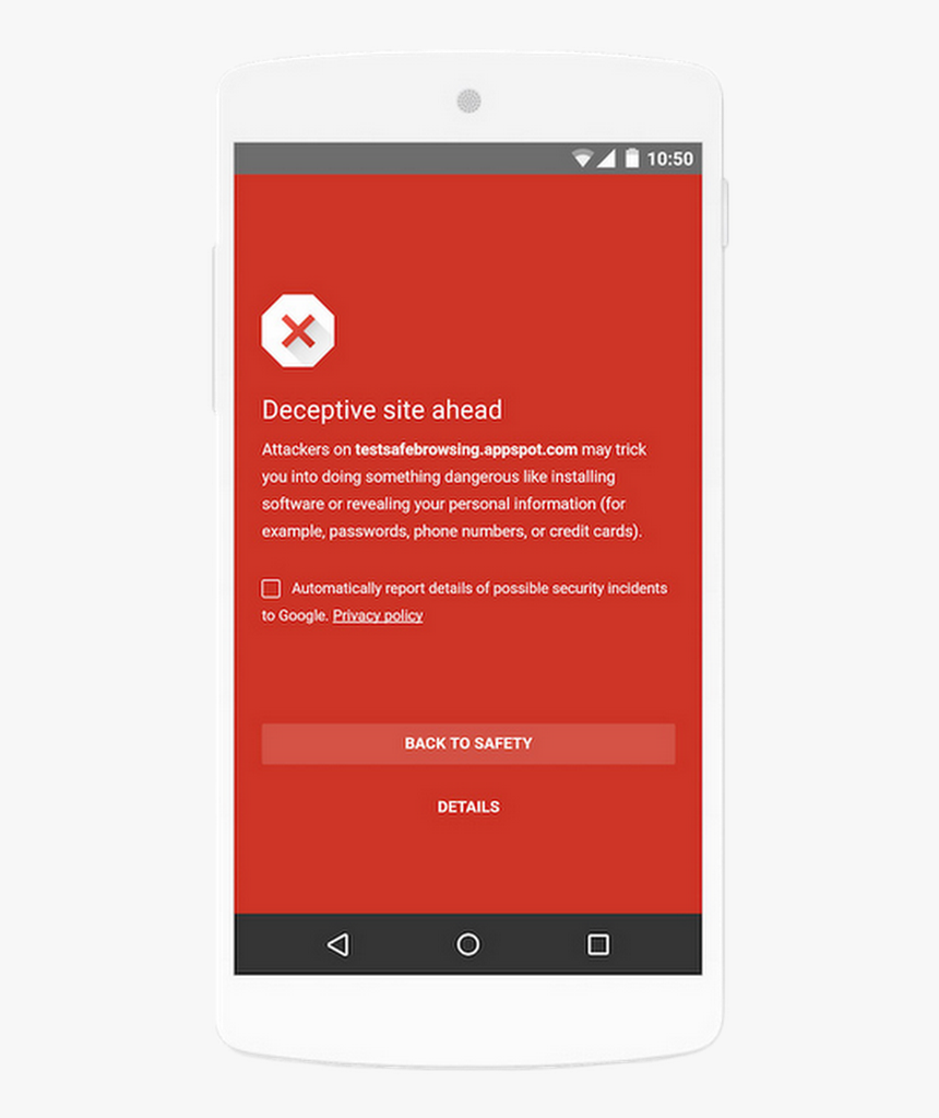 Safe Browsing Warning - Mobile Device, HD Png Download
