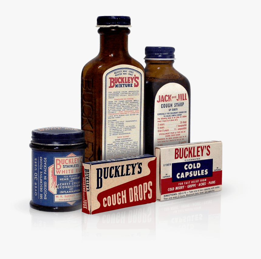Four Original Bottles Of Buckley S Syrup - Chewing Gum, HD Png Download