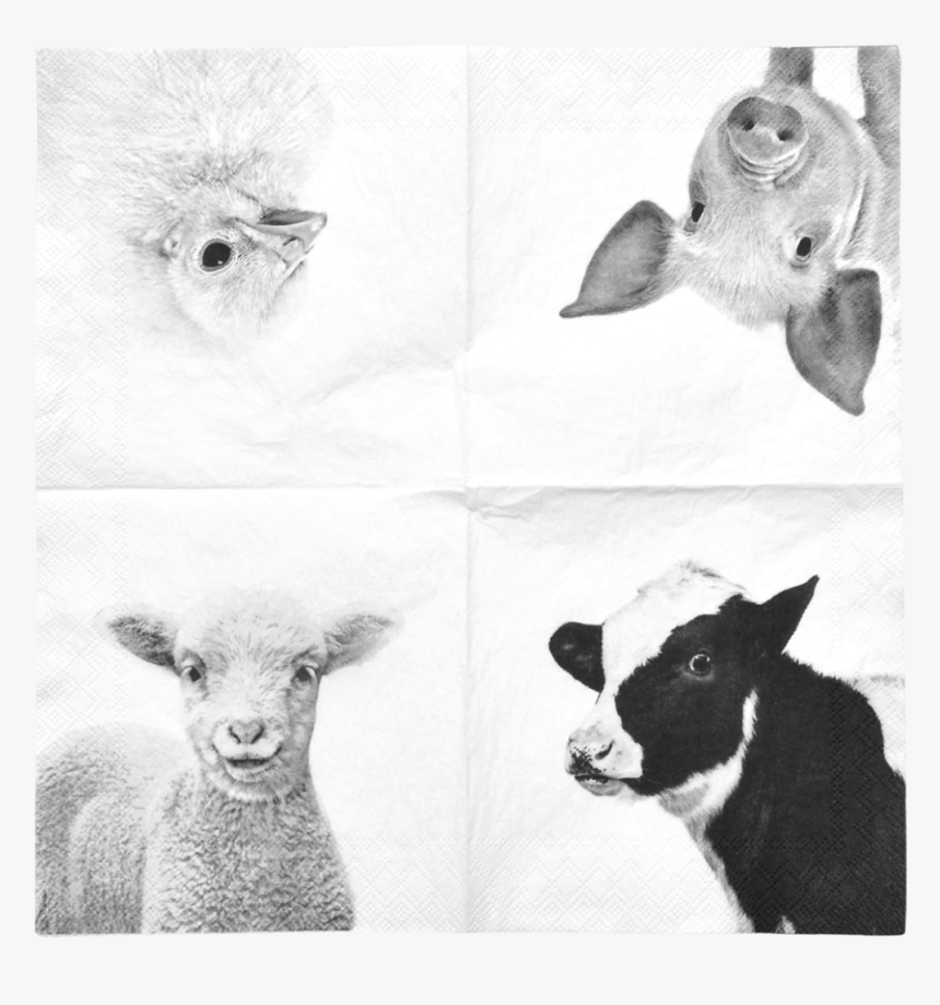 Paper Napkins Farm Animals Bw Cm - Napkin, HD Png Download