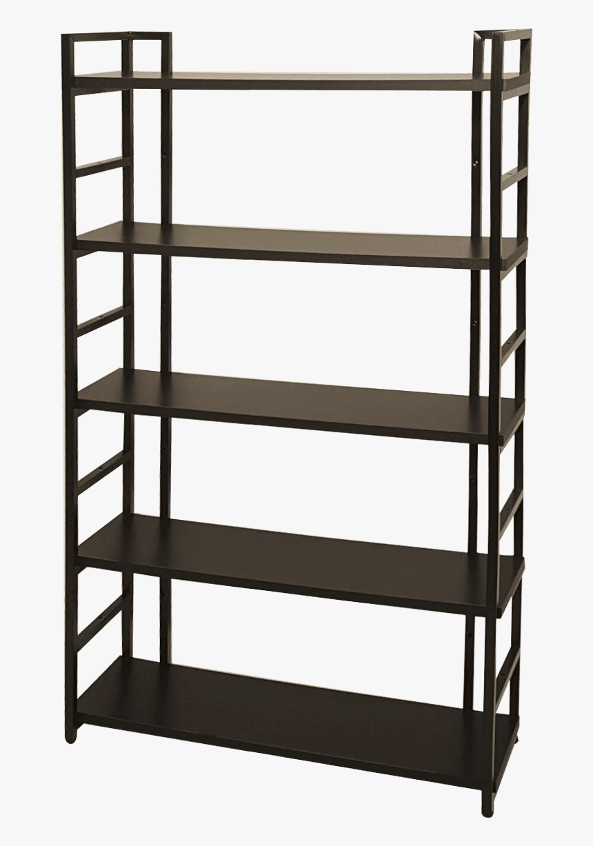 5-shelf Black Vintage Industrial Style Bookcase - Shelf, HD Png Download
