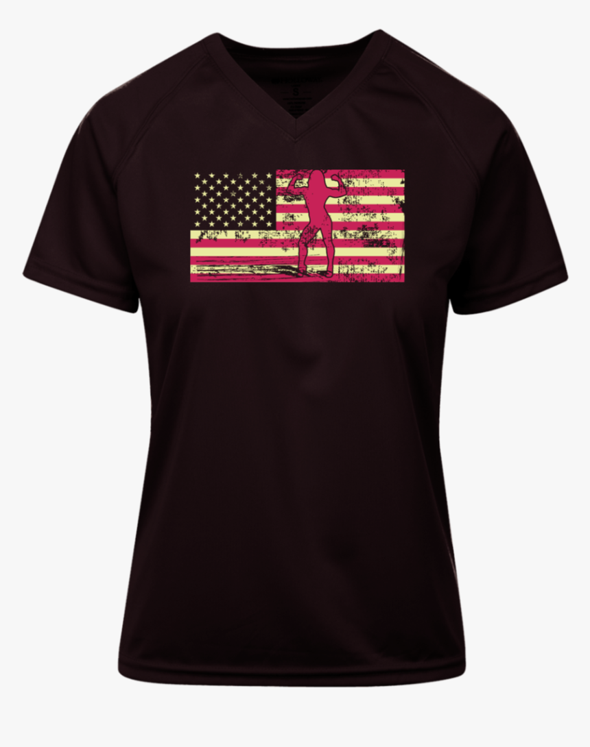 Female Bodybuilder Silhouette On The American Flag - Raw Records T Shirt, HD Png Download