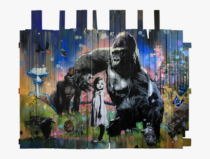 Girl Gorilla Reclaimed Wood Stencil Art Pipsqueak Was - Pipsqueak Was Here, HD Png Download