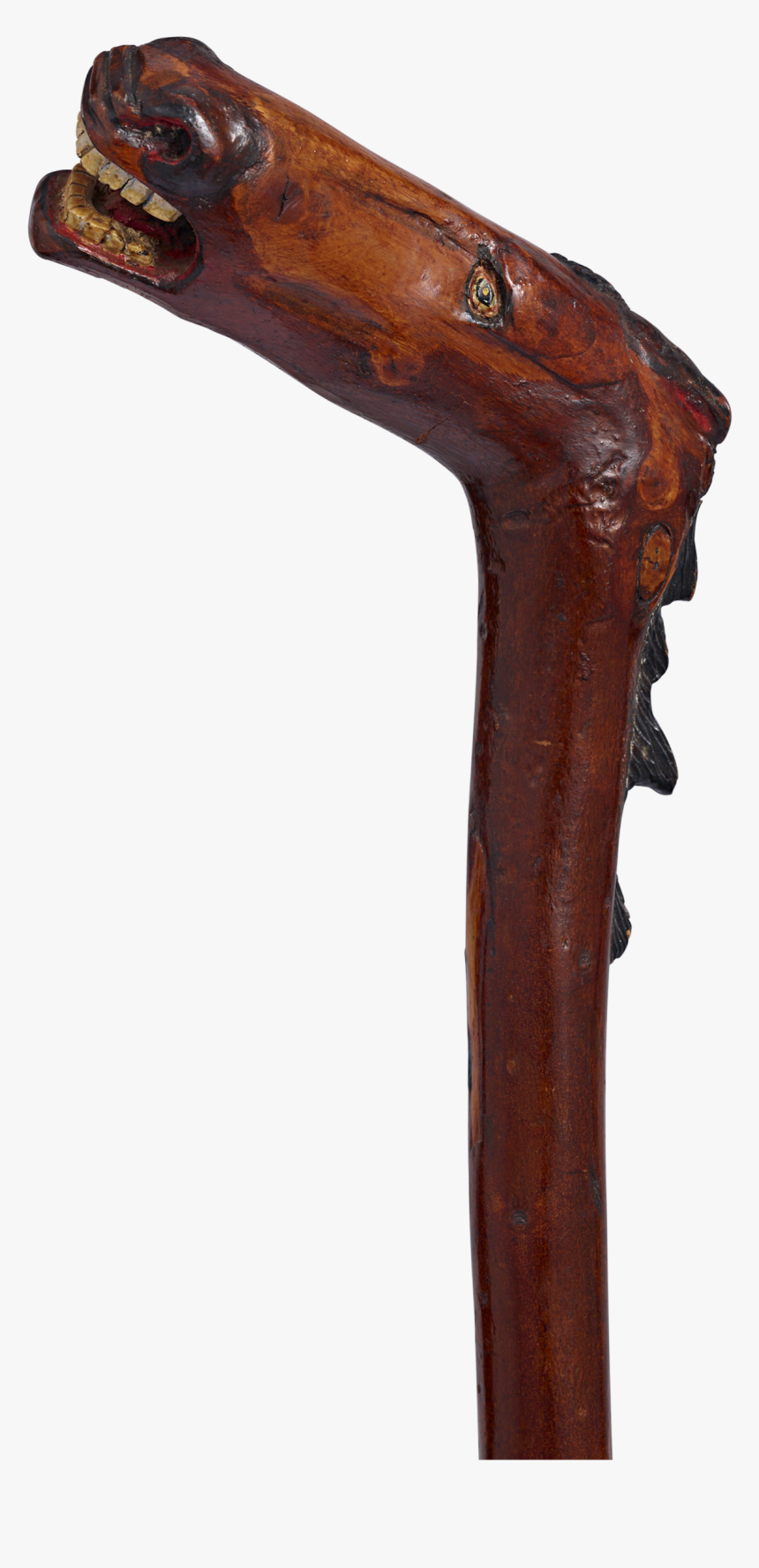 Carved Horse Head Folk Art Walking Stick - Wood, HD Png Download
