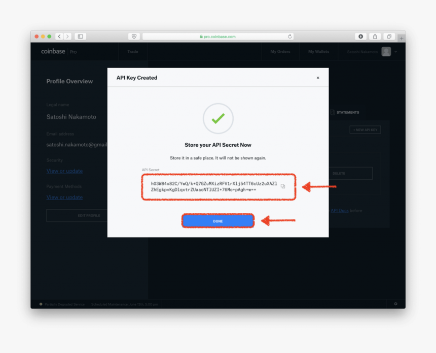 Coinbase Api Secret Key Created Message - Coinbase Pro Api Secret, HD Png Download