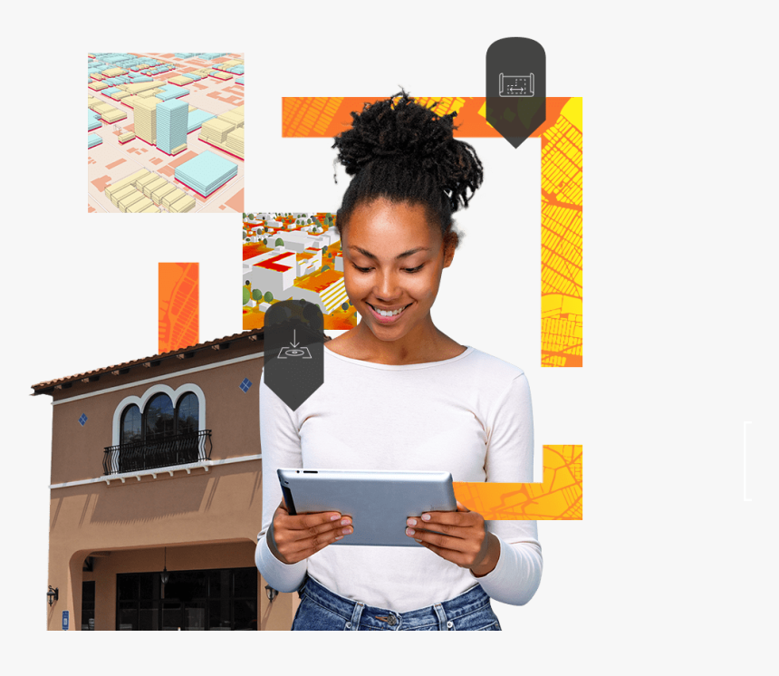 Woman Views Information And Data On A Tablet About - Girl, HD Png Download