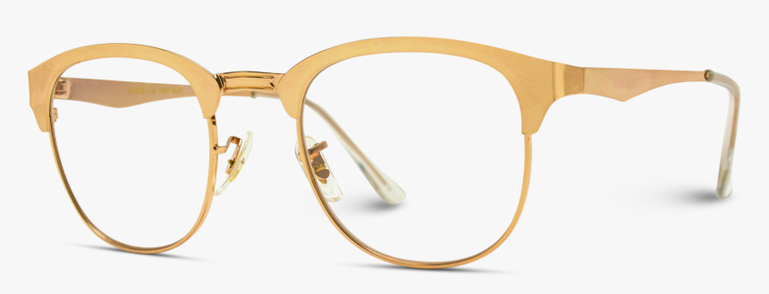 Gold Frame Semi Rimless Clear Glasses - Transparent Material, HD Png Download