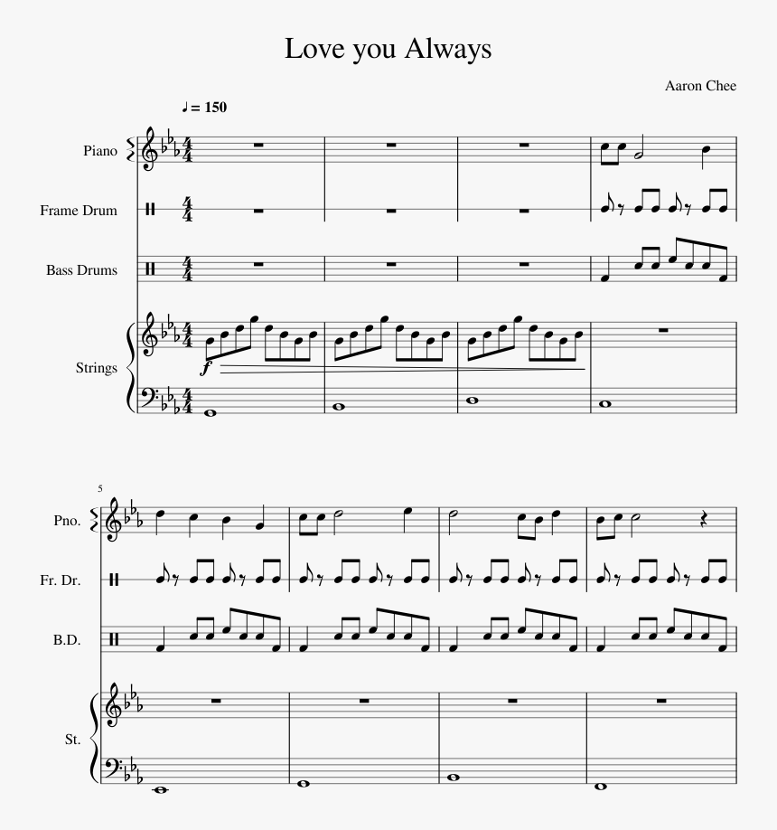 Love You Always Sheet Music For Piano, Percussion, - Dearly Beloved Violin Sheet, HD Png Download