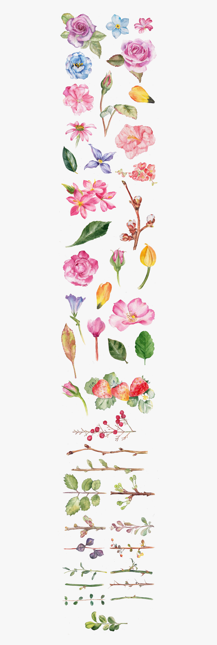 Watercolor Anime Painting Flowers, HD Png Download