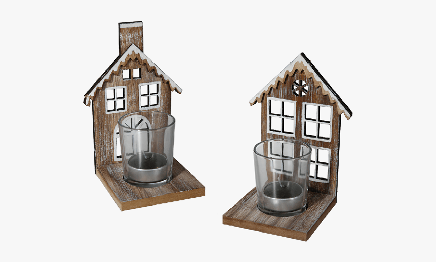 Wooden House With Gllass Tealight Holder - Bougeoir Bois Fait Maison, HD Png Download