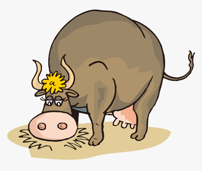 Clip Freeuse Stock Beef Clipart Cow Jersey - Cartoon Cow Eating Hay, HD Png Download