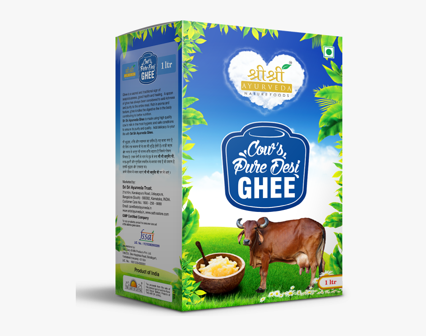 Buy Cow’s Pure Desi Ghee 1 Kg In Uk & Usa - Sri Sri Cow Ghee, HD Png Download