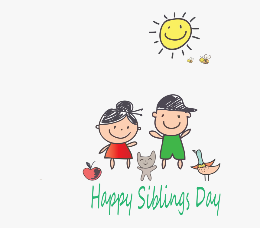 Transparent Siblings Day Cartoon Text Happy For Happy - 小朋友 卡通, HD Png Download