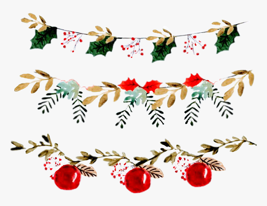 Vintage Christmas Garland Clipart, HD Png Download