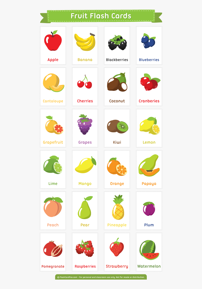 Fruit & Vegetable Flash Cards Busy Little Bugs - Fruit Cards, HD Png Download