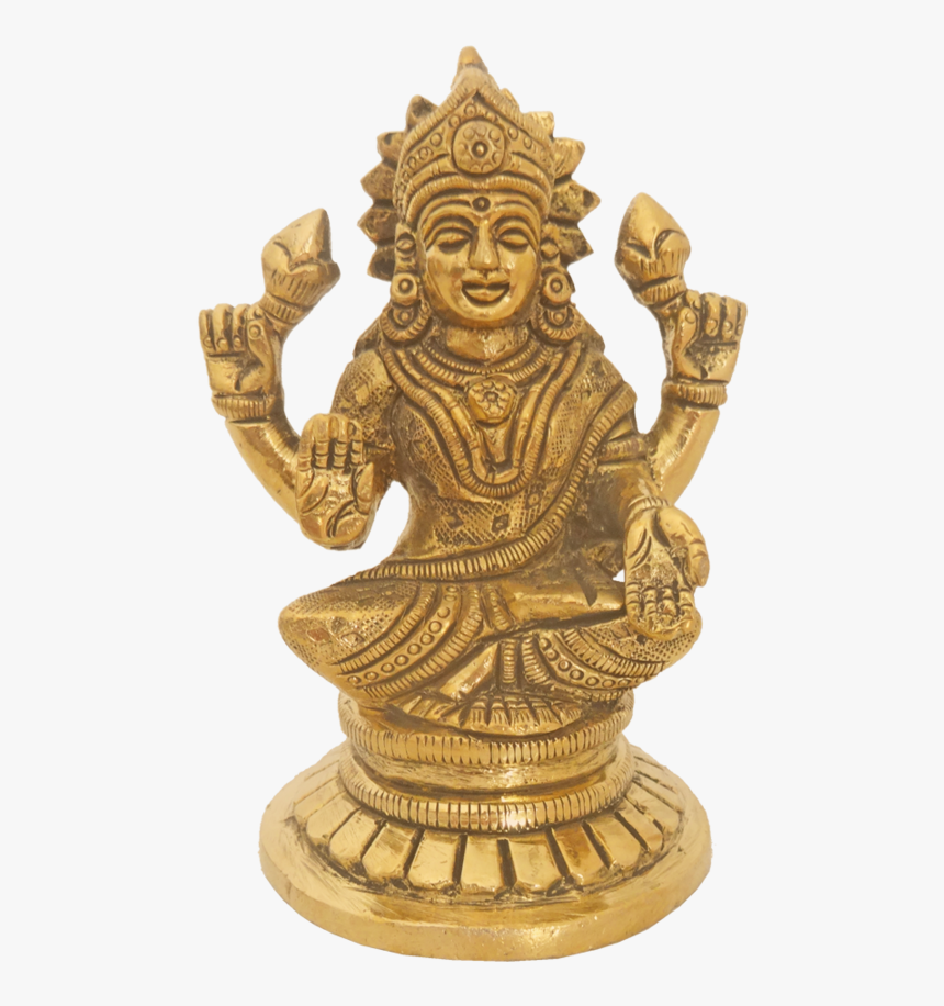 Brass Goddess Devi With Lotus Bud Statue, 2 X 4 Inch, - Lakshmi, HD Png Download