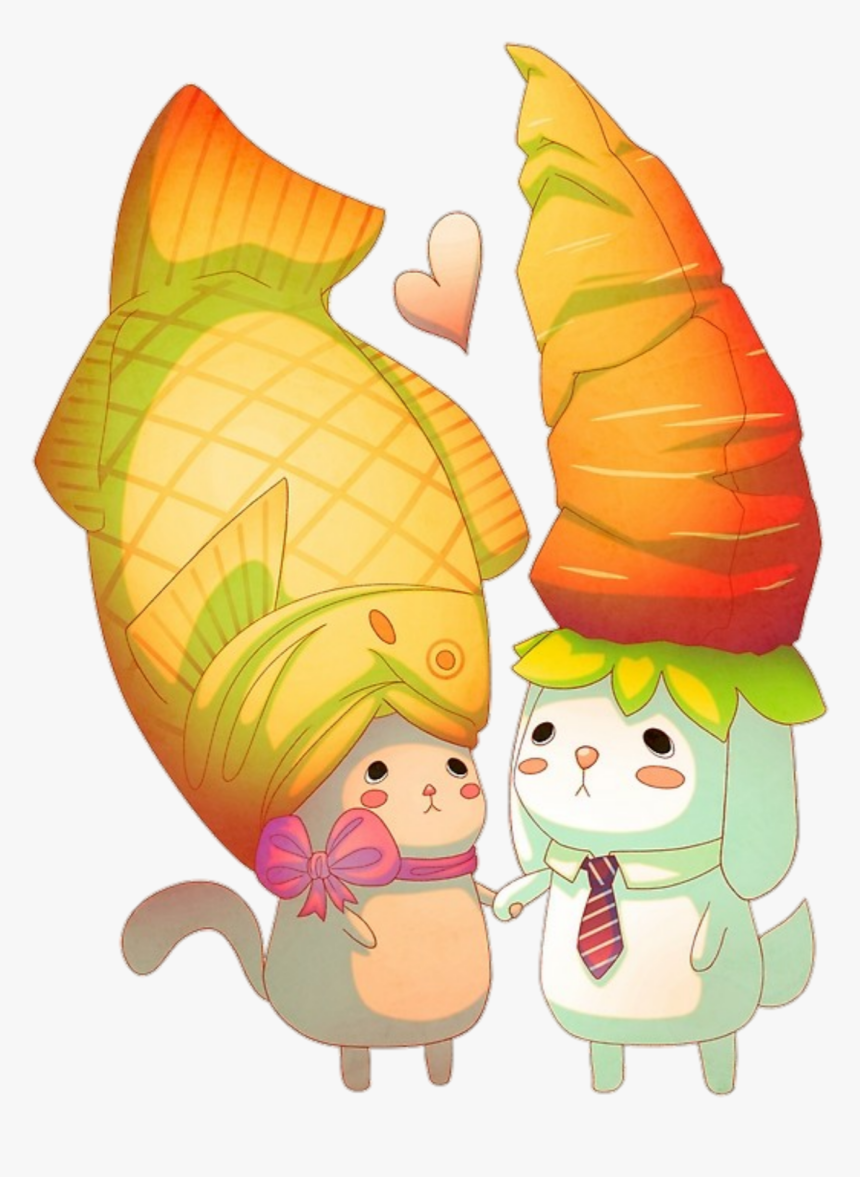 Love Heart Fish Carrot Kawaii Rabbit Bunny Bunnyrabbit - Illustration, HD Png Download