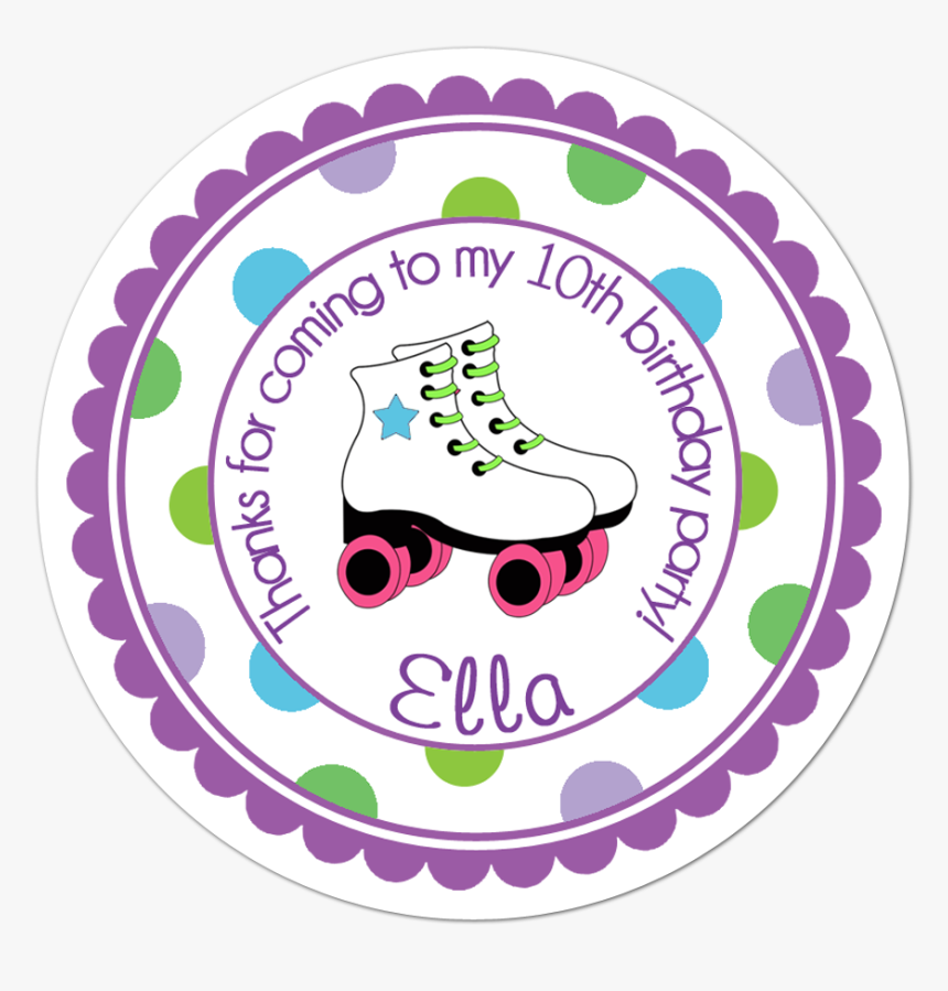 Roller Skate Wide Polka Dot Border Personalized Sticker - Roller Derby, HD Png Download
