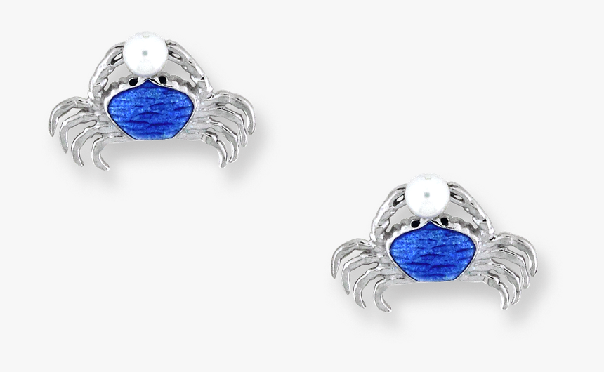 Nicole Barr Designs Sterling Silver Crab Stud Earrings-blue - Crystal, HD Png Download