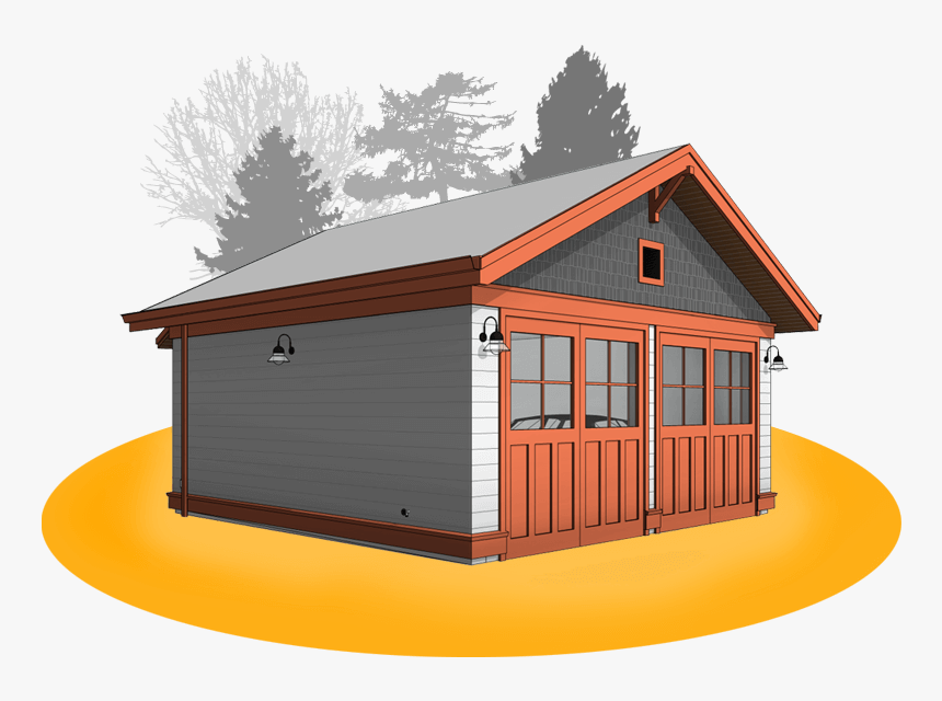 3d Perspective Of Craftsman Style Two-car Garage Design - Design, HD Png Download