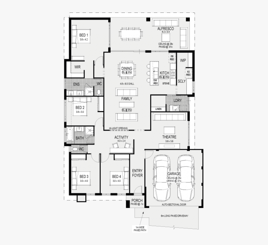 4 Bedroom Floorplan For House, HD Png Download
