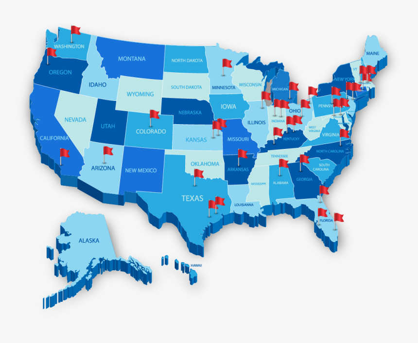 Map Of Service Locations - Estados Unidos Frankfurt Mapa, HD Png Download