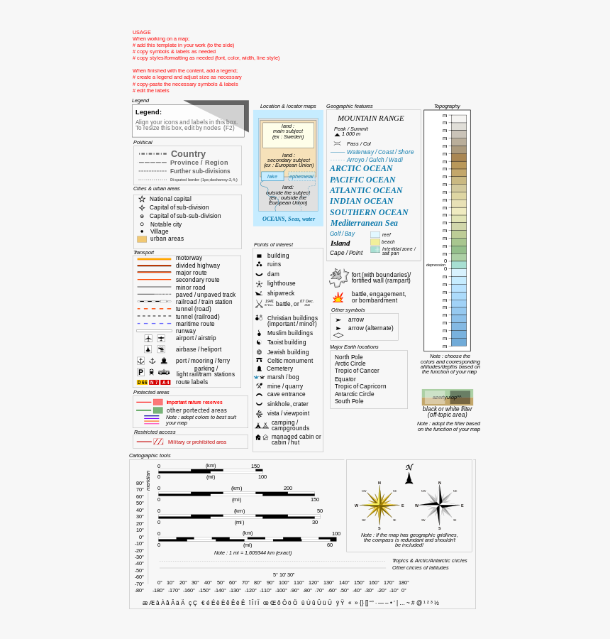 Maps Template-en - Svg - Conventions Of A Map, HD Png Download