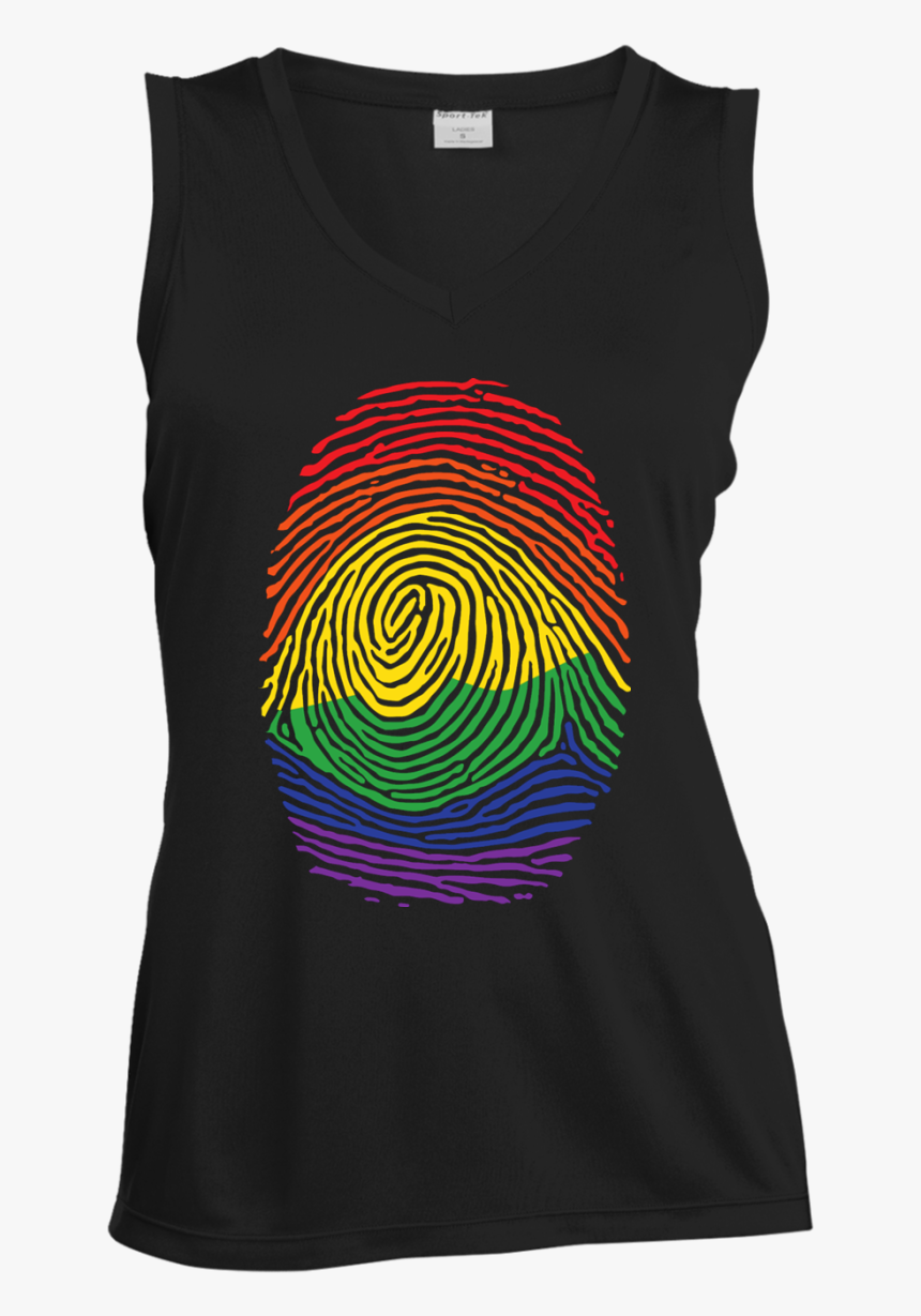 Gay Pride Thumb Print V Neck Sleeveless Black T Shirt - Graphic Design, HD Png Download