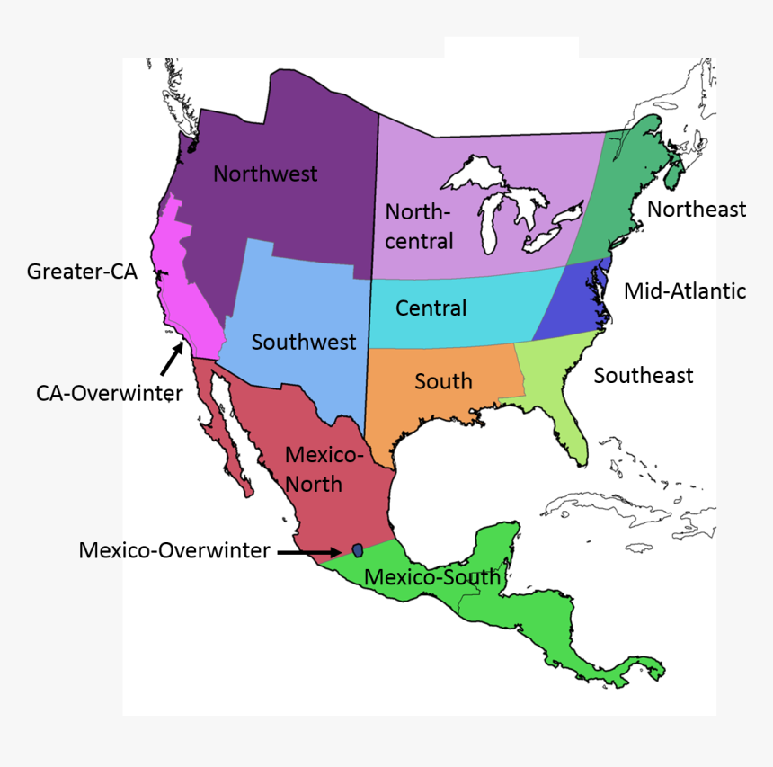 Regions Of Mexico Map Com In North America Vector Hd Png Download Transparent Png Image Pngitem North America And Mexico Map