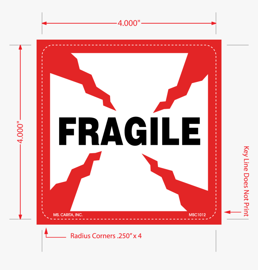 4 Inch X 4 Inch - Fragile Shipping Labels, HD Png Download