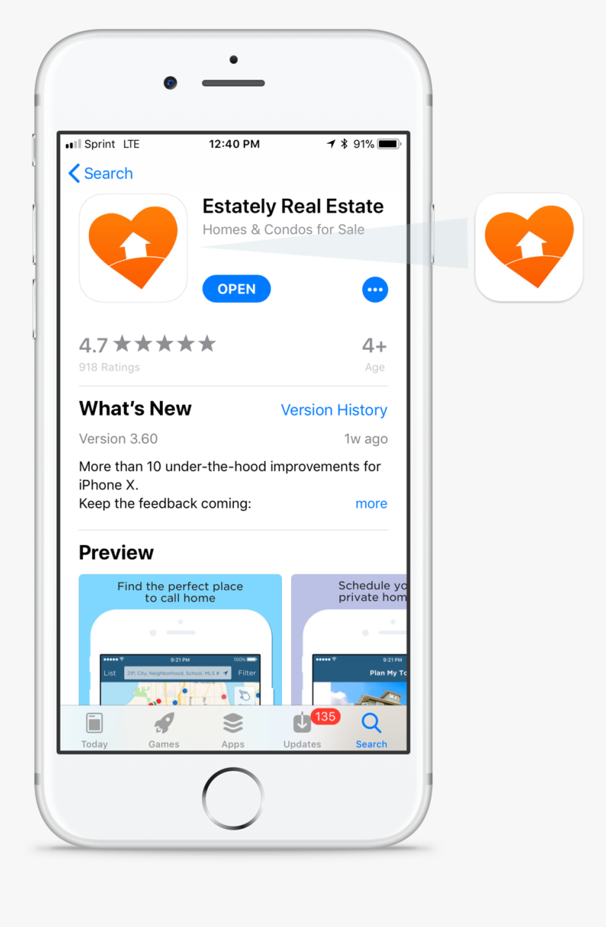 Estately App Store Ios - Iphone, HD Png Download