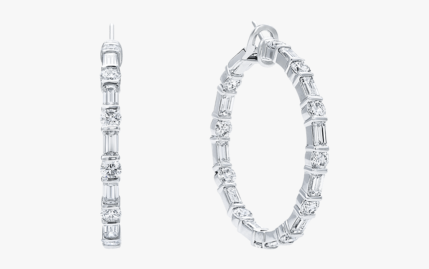Emerald-cut And Round Brilliant Diamond Gemlock Hoop - Body Jewelry, HD Png Download