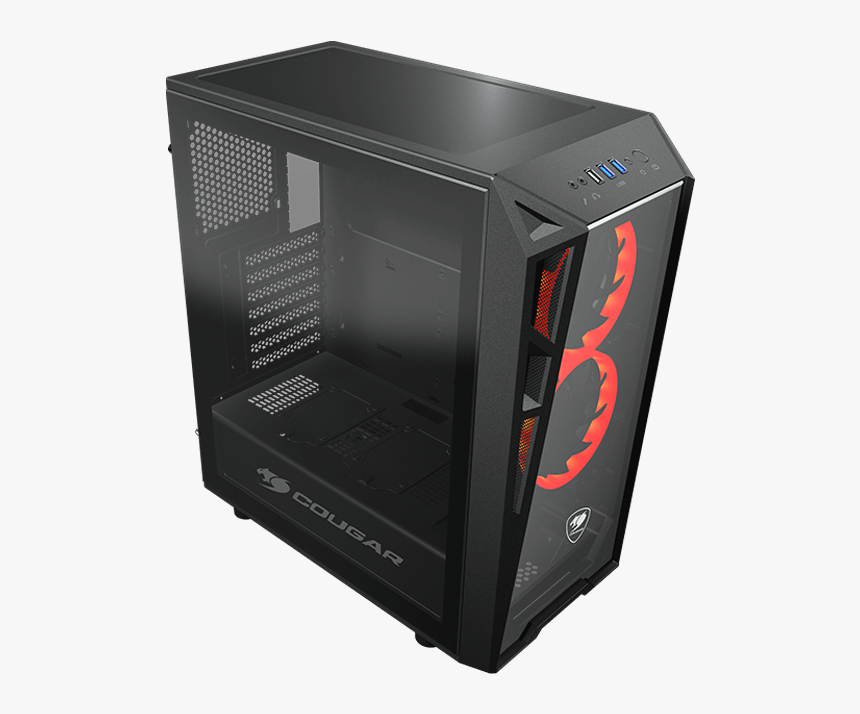 Turret Tempered Glass, No Psu, Atx, Black, Mid Tower - Cougar Turret Atx Mid Tower Case, HD Png Download