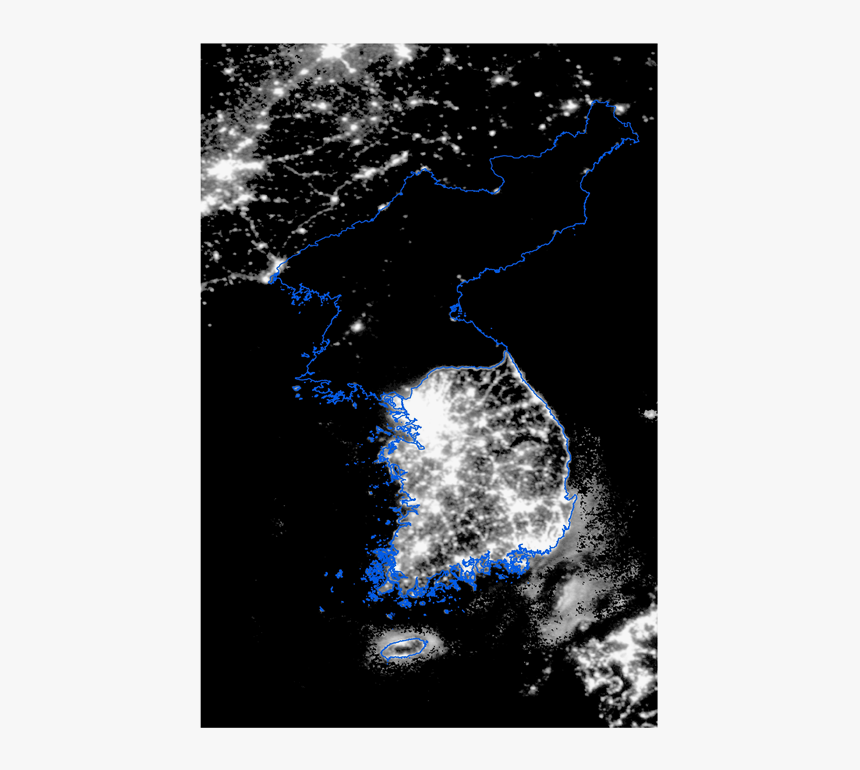 Night Satellite View Of Korea, HD Png Download