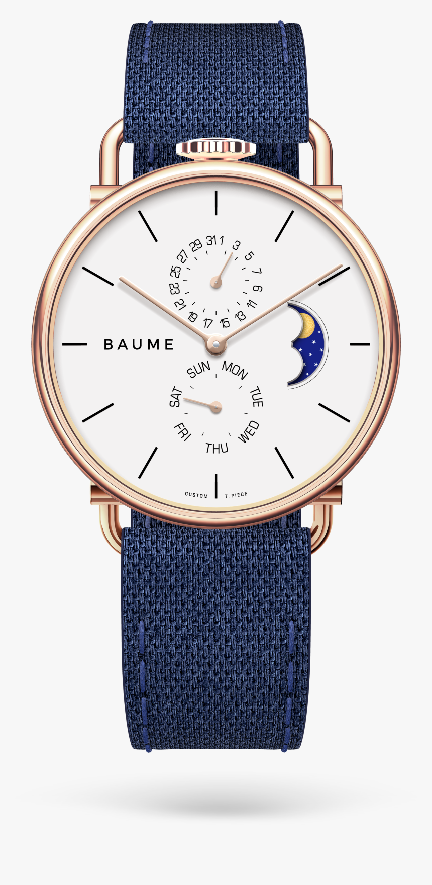 41mm Moonphase Unisex Custom Watch Miyota Golden Case - Baume Watches, HD Png Download
