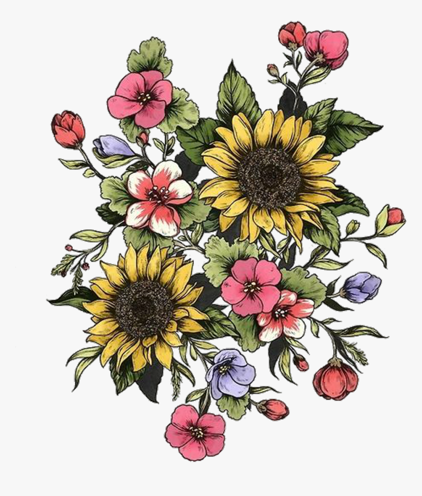 Vintage Flower Drawing , Png Download - Vintage Flower Drawing, Transparent Png