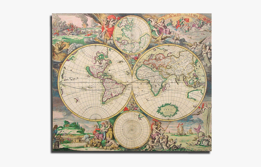Antique Globe Map, HD Png Download