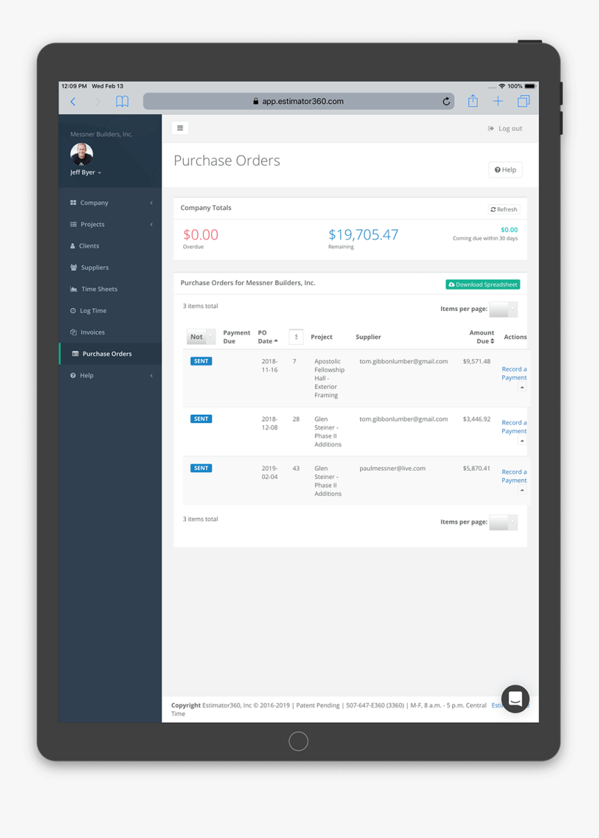 Estimator360 Purchase Order Screen With Supplier Deliveries - Project, HD Png Download