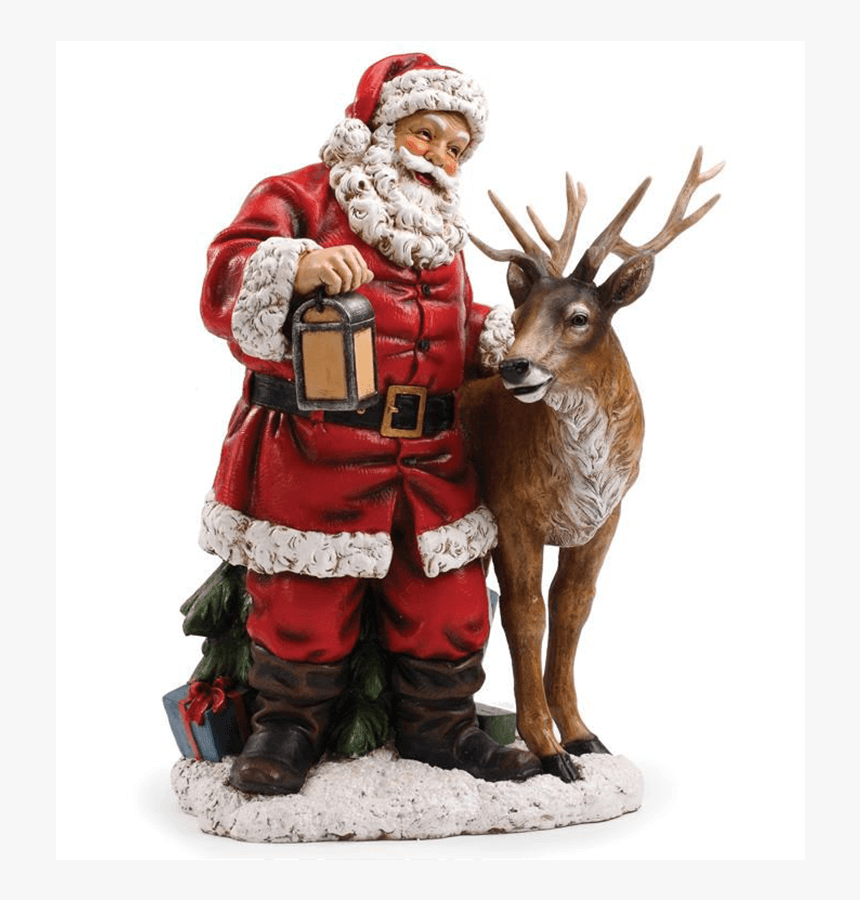 Santa Claus With Reindeer - Santa With Reindeer, HD Png Download