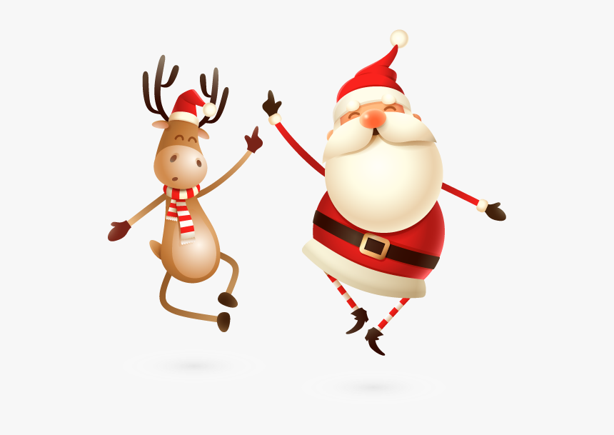 Cute Santa Claus And Reindeer, HD Png Download
